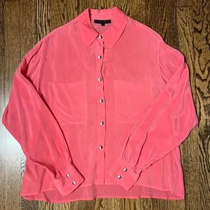 NWOT KELLY WEARSTLER PINK SILK LONG SLEEVE BUTTON UP